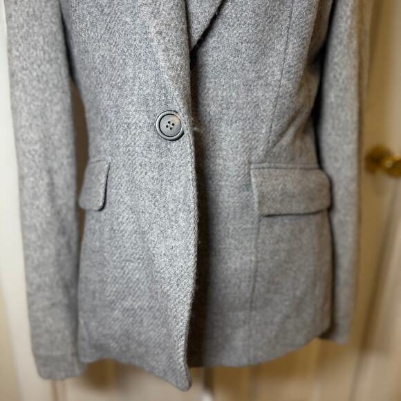 Peserico Single-Breasted Wool Silk Cashmere Blend Knit Sleeve Blazer Grey 44IT - Picture 3 of 12